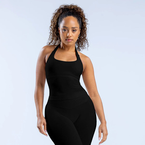 Débardeur sans couture pour femme avec col rond, dos ouvert, ouverture frontale, idéal pour le yoga, séchage rapide, respirant, en Spandex et Nylon - Product Image 1