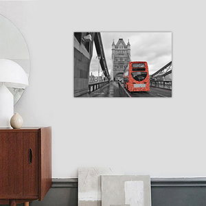 CẦU THÁP mang tính biểu tượng và xe buýt hai tầng màu đỏ rực rỡ ở London long lanh vải nghệ thuật in trên nghệ thuật vẽ tranh vải - Product Image 3