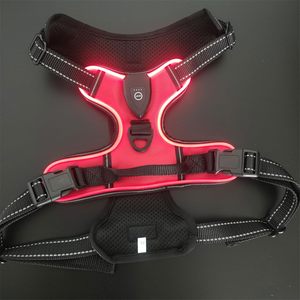 Glow in Nylon scuro regolabile senza trazione ricaricabile a <span class=keywords><strong>LED</strong></span> illuminante imbracatura per cani, fascia toracica luminosa per animali domestici per la camminata notturna di sicurezza dei cani - Product Image 3