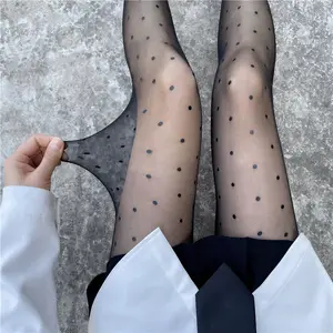 2023 collant brillant sans couture Sexy en dentelle en maille résille pour femmes, collants en forme de cœur à pois imprimés, bas d'été pour filles