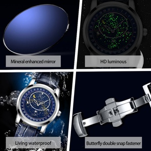 Reloj de Pulsera 1216A con Esfera Giratoria de Cielo Estrellado, Reloj Mecánico Automático de Negocios para Hombre, Resistente al Agua, Luminoso - Product Image 4
