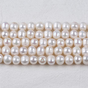 Perles de culture d'eau douce naturelles, blanches, de forme pomme de terre, 9-10 mm, semi-finies, pour collier et bracelet, accessoire de bricolage - Product Image 1