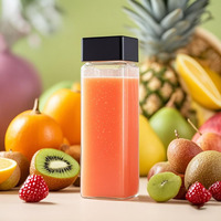 Nueva botella de plástico de jugo cuadrado francés de 300ml con tapón de rosca bebida fría contenedor de plástico de jugo de 16OZ con tapas blancas