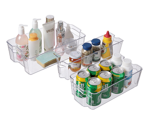 Storage PET Fridge Bins Stackable Storage Organizer Containers With Handles For Refrigerator Freezer Pantry And Kitchen Cabinet