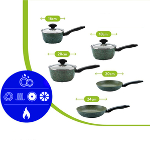 <span class=keywords><strong>Casserole</strong></span> de luxe en aluminium de haute qualité antiadhésive revêtue de <span class=keywords><strong>pierre</strong></span> de marbre casseroles et casseroles forgées en granit batterie de cuisine 8 pièces - Product Image 2