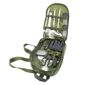 Hochwertige tragbare Edelstahl verschiedene Geschirr Outdoor Survival Camping Kochgeschirr Set mit Tasche