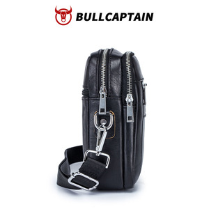 Sac à bandoulière en cuir véritable pour homme BULLCAPTAIN, style japonais, décontracté, été, avec logo personnalisé, poche, petit sac à dos de voyage - Product Image 6