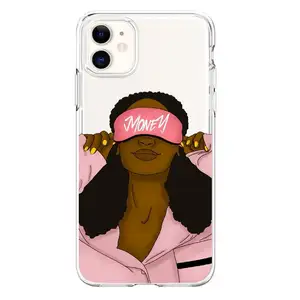 아프리카 사람 블랙 헤드 소녀 전화 케이스 아이폰 11 케이스 아이폰 12 13 프로 맥스