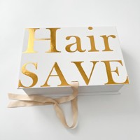 Boîte en carton rigide blanc de qualité supérieure pour l'emballage de mèches de cheveux, logo imprimé personnalisé, boîte cadeau doublée de satin pour perruques en cheveux naturels