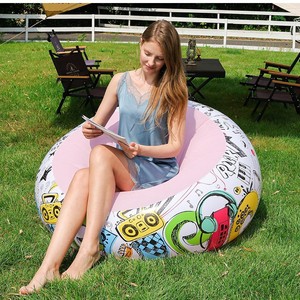 Sofá Inflable con Diseño de Grafiti, Silla de Camping para Exteriores, Sofá Esférico de Aire en Rosa, Gris y Azul Oscuro - Product Image 4