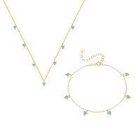 Ensemble de bijoux Daidan plaqué or Trendy 925 Silver Triangle Charm Turquoise Parures de bijoux