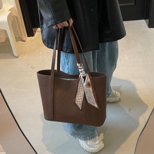 2025 Women PU Handbag Simple Plain Color <b>Tote</b> <b>Bags</b> <b>Waterproof</b> Leather <b>Tote</b> <b>Bag</b> - Product Image 1
