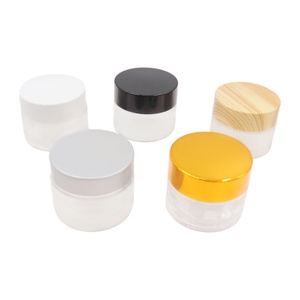 Wholesale Cosmetic 5g 10g 50g 100g clear <b>Glass</b> Jar with Black Lid - Product Image 6