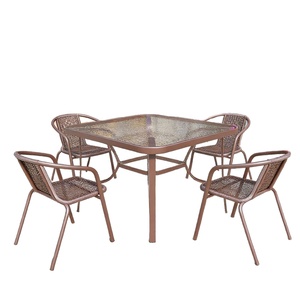 Ensemble de salle à manger d'extérieur mince de qualité supérieure <span class=keywords><strong>pour</strong></span> terrasse, avec <span class=keywords><strong>table</strong></span> circulaire en verre, idéal <span class=keywords><strong>pour</strong></span> les petits espaces arrière étroits - Product Image 6