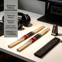 Baguettes de batterie MUSO 5A en hickory américain, pointe en bois, taille personnalisée, OEM ODM, vente en gros d'usine pour batteries acoustiques et électroniques