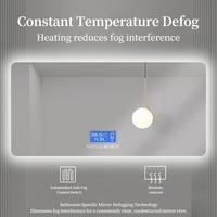 Miroir de salle de bain intelligent à capteur tactile avec interrupteur de commande DC24V, affichage de l'horloge, éclairage CCT à intensité variable, fonction anti-buée, indice de protection IP54