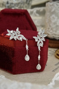 <span class=keywords><strong>Pendientes</strong></span> colgantes de diamante de <span class=keywords><strong>corte</strong></span> de pera para mujer, aretes largos de <span class=keywords><strong>oro</strong></span> <span class=keywords><strong>blanco</strong></span> sólido de 18K, aretes ostentosos estrellados, joyería elegante - Product Image 4