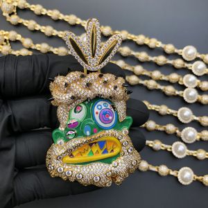 Ciondolo in smalto personalizzato Iced Out con Gesù in stile Hip Hop Rapper <span class=keywords><strong>Travis</strong></span> <span class=keywords><strong>Scott</strong></span>, divertente ciondolo in smalto con Gesù cartone animato per rapper - Product Image 5