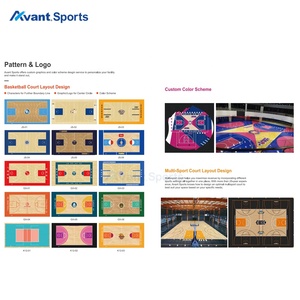 Avant thể thao FIBA được phê duyệt bóng rổ sàn gỗ trong nhà rắn gỗ cứng sàn con lăn trượt băng/cầu lông sàn gỗ di động - Product Image 6
