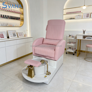 เก้าอี้นวดเท้าไฟฟ้าปรับระดับได้ สีชมพู ไม่มีท่อ สำหรับร้านทำเล็บ พร้อมอ่างน้ำวน ไฟ LED 7 สี ระบบระบายน้ำอัตโนมัติ - Product Image 1