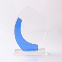 Plaque de récompense en verre personnalisée par sublimation, logo artisanal, couleur bleue, gravée, trophée en cristal de verre, prix abordable