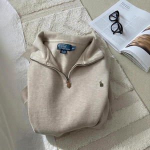 Felpa da Uomo Autunnale con Mezza Zip, Collo Alto, Maniche Lunghe, Vestibilità Ampia, 100% Cotone Felpato, Tinta Unita, Anti-Pilling - Product Image 1