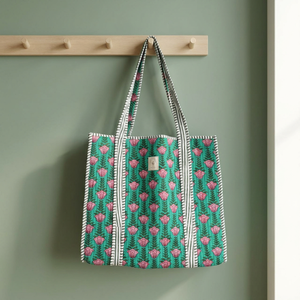 Nuevo Bolso Tote de Algodón Vintage Hecho a Mano en India para Mujer, con Dos Aberturas Grandes y Diseño Bohemio con Estampado a Bloques, Bolsos de Compras - Product Image 3