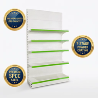 Estantería Metálica Comercial Blanca de Doble Cara de Alta Resistencia para Góndola de Supermercado, Exhibidor Multicapa para Tienda de Comestibles