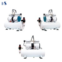 Compresseur d'Aérographe Silencieux Portable 1/4 CV 50 Hz 60 Hz à Double Cylindre Style Puissant avec Réservoir et Double Interrupteur