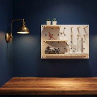 Étagère murale en bois avec crochets, support de rangement modulaire, robuste et écologique pour salle de bain, cuisine, bureau