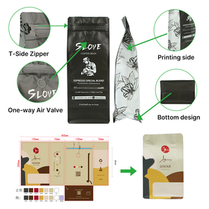 Sac à café personnalisé Cafe Bolsa Blockboden, beige mat, 500g, 250g, vente en gros, café 12oz, boîte de 5lb, sac plat à fond plat - Product Image 2