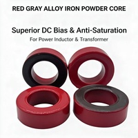 Inductance à biais CC stable à noyau en poudre de fer allié toroïdal revêtu rouge-gris pour bobine d'inductance de régulateur de puissance