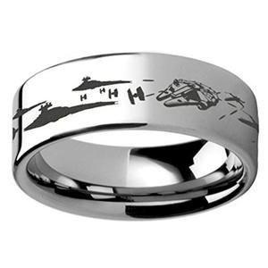 Bague de fiançailles homme cristal logo personnalisé Star Wars lettres <span class=keywords><strong>film</strong></span> titane acier espoir argent noir chrétien cadeau pour fêtes - Product Image 6