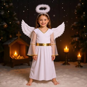 HESPER Children's for Girl Angel Dress Halloween Christmas Role Play Cosplay <b>Costume</b> for Performance Stage Polyester - Product Image 1