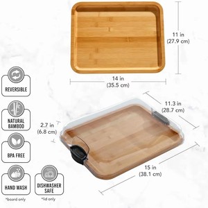 Bandeja de comida dividida de bambú con cubierta acrílica, plato cuadrado para queso con conservación del calor para uso en hoteles - Product Image 5