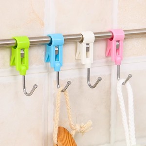 JUXIN Japanese Style Heavy Duty Clamp <b>Hook</b> Stainless Steel Bathroom Clothes <b>Towel</b> <b>Hook</b> Random Color Polished Finish - Product Image 1