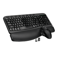 Ensemble clavier et souris sans fil 2,4 G ergonomique à batterie rechargeable, touches ondulées, repose-poignets tamponné, 1600 DPI, programmable, OEM