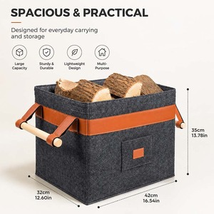 Bûches de cheminée personnalisées, grandes et élégantes, avec poignée en cuir, en polyester, pliables, en feutre, carrées, <span class=keywords><strong>pour</strong></span> salon moderne - Product Image 4