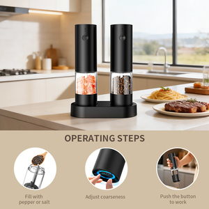 Ensemble moulin à <span class=keywords><strong>sel</strong></span> et à poivre électrique automatique USB, rechargeable, grande capacité améliorée avec LED - Product Image 3
