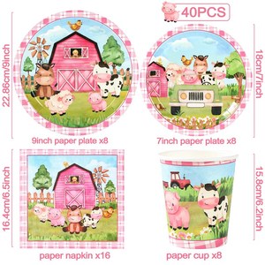 Suministros para <span class=keywords><strong>fiestas</strong></span> de animales de <span class=keywords><strong>granja</strong></span> Juegos de platos y servilletas de papel desechables Platos de cena para <span class=keywords><strong>fiestas</strong></span> de animales Tazas Servilletas Vajilla para <span class=keywords><strong>fiestas</strong></span> - Product Image 4