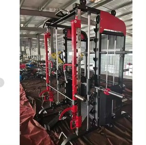 Equipo de Gimnasio Comercial al por Mayor: Máquina Smith Multifunción Compacta Amarilla con Rack de Sentadillas y Cable - Product Image 2