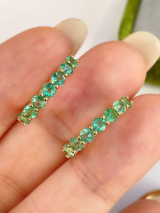 Boucles d'oreilles en or massif 18 carats avec émeraude naturelle Xinfly, bijoux fins AU750, pour usage quotidien, prêtes à être expédiées - Product Image 2
