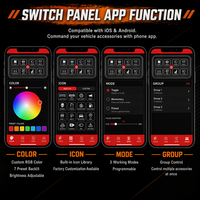 Nouveau panneau de commande 8 interrupteurs avec synchronisation via application, boîtier de relais à semi-conducteurs 16M RGB, IP65 universel pour la mise à niveau/rétrofit 4x4 des Land Rover Ute