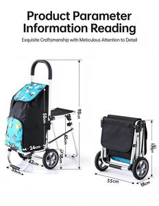 Carrito para Subir Escaleras con Taburete Incorporado - Carrito de Compras Plegable Ligero para Personas Mayores - Product Image 5