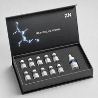 Boîte magnétique rigide en titane brossé noir charbon avec logo personnalisé, plateau en mousse pour ensemble d'ampoules et sérum, emballage cadeau pour soins de la peau pour hommes