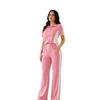 Ensemble d'été TW891 pour femme, style européen et américain, en polyester et élasthanne, coupe ample, col à revers, longueur intégrale, style urbain, pour site indépendant