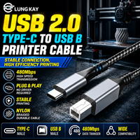 Cable de Impresora Profesional USB Tipo C a USB B 2.0, Cable de Escáner con Trenzado de Nailon, 480 Mbps, para Impresión y Escaneo en Oficina