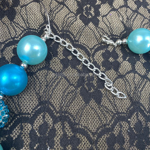 Moda personalizada 20mm azul claro ABS perla Rhinestone collar y pendiente conjunto niños niñas <span class=keywords><strong>Bubblegum</strong></span> Bead joyería al por mayor - Product Image 5