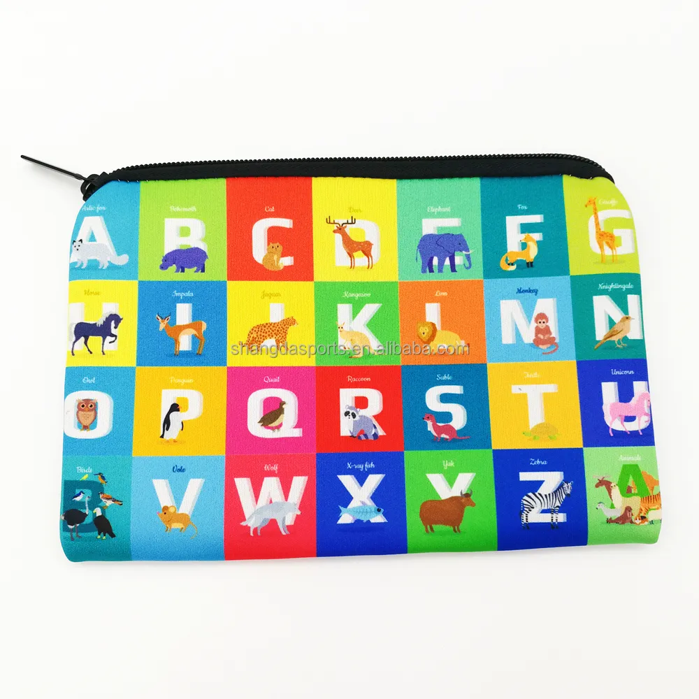 Alphabet Makeup Bag Waterproof Soft Neoprene Cosmetic Bag Zippered Storage Pouch Printing Toiletry bag Pencil Case Organizer