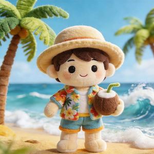 Muñeco de Peluche Personalizado con Figura Humana, Personaje Hawaiano, Relleno de Algodón PP, Peluche Corto |   Recuerdo de Atracción Turística - Product Image 1